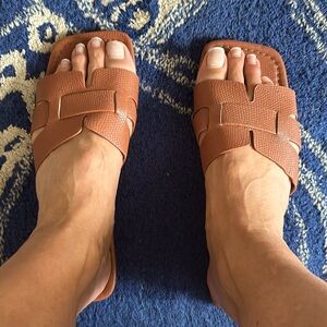 Flats look almost like the YSL but are not. Brown vegan leather size 8.5 BNWOT